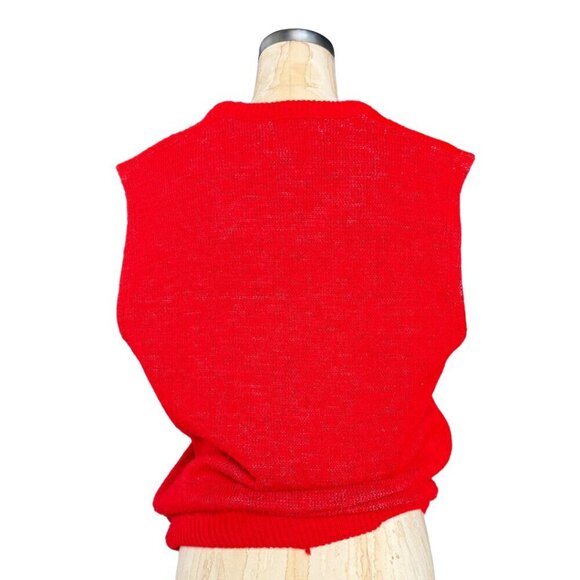 Kings Road Shop Red Sears Roebuck and Co Red Knit Sweater Vest Unisex Size Large - Picture 3 of 10